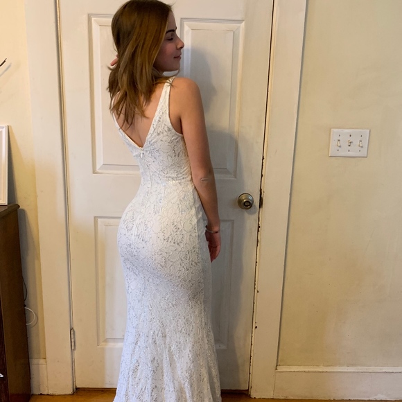 Lulus Dresses & Skirts - GLEAM AND GLAM WHITE LACE MAXI LULUS